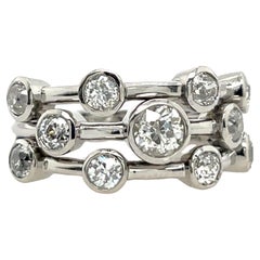 3 Row, 1.50ct Victorian Cut Diamond Ring Set in Platinum
