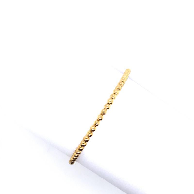 Round Cut 3-Row Bar Diamond Bracelet with 3mm Beads on Bracelet in 18ct Yellow Gold For Sale