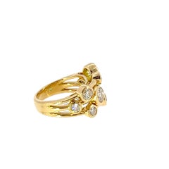 3 Row Bubble Ring Set with 9 Natural Diamonds in 18ct Yellow Gold