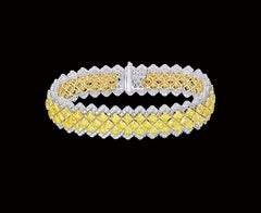 3-Row Canary Yellow Diamond Tennis Bracelet, 15.31 Carat