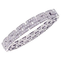 3 Row Cartier Panthere Maillon Link Bracelet in 18k White Gold and Diamonds