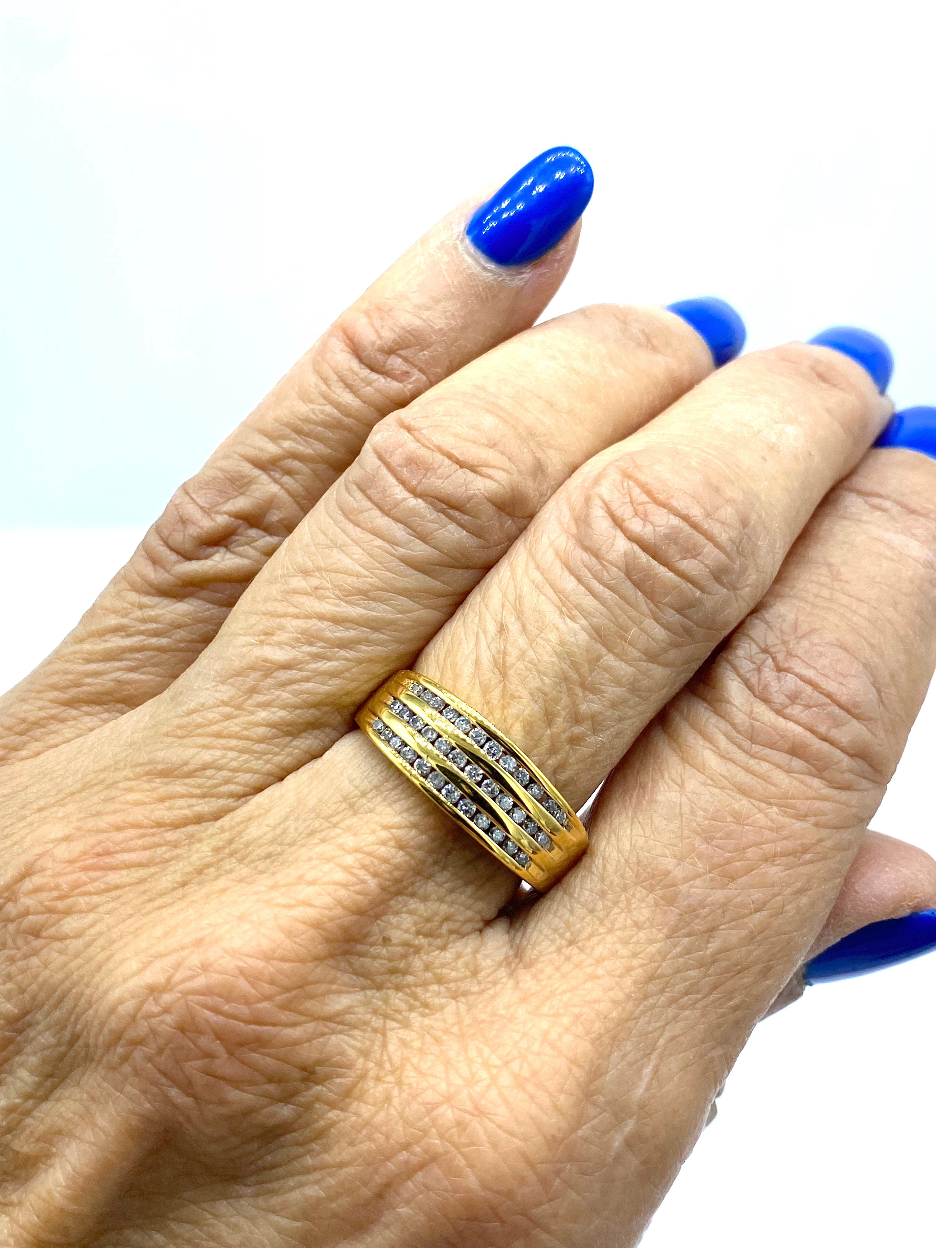 thick gold band with diamonds