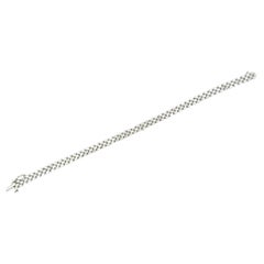 Bracciale moderno a 3 file di diamanti in oro bianco 14 carati A Link