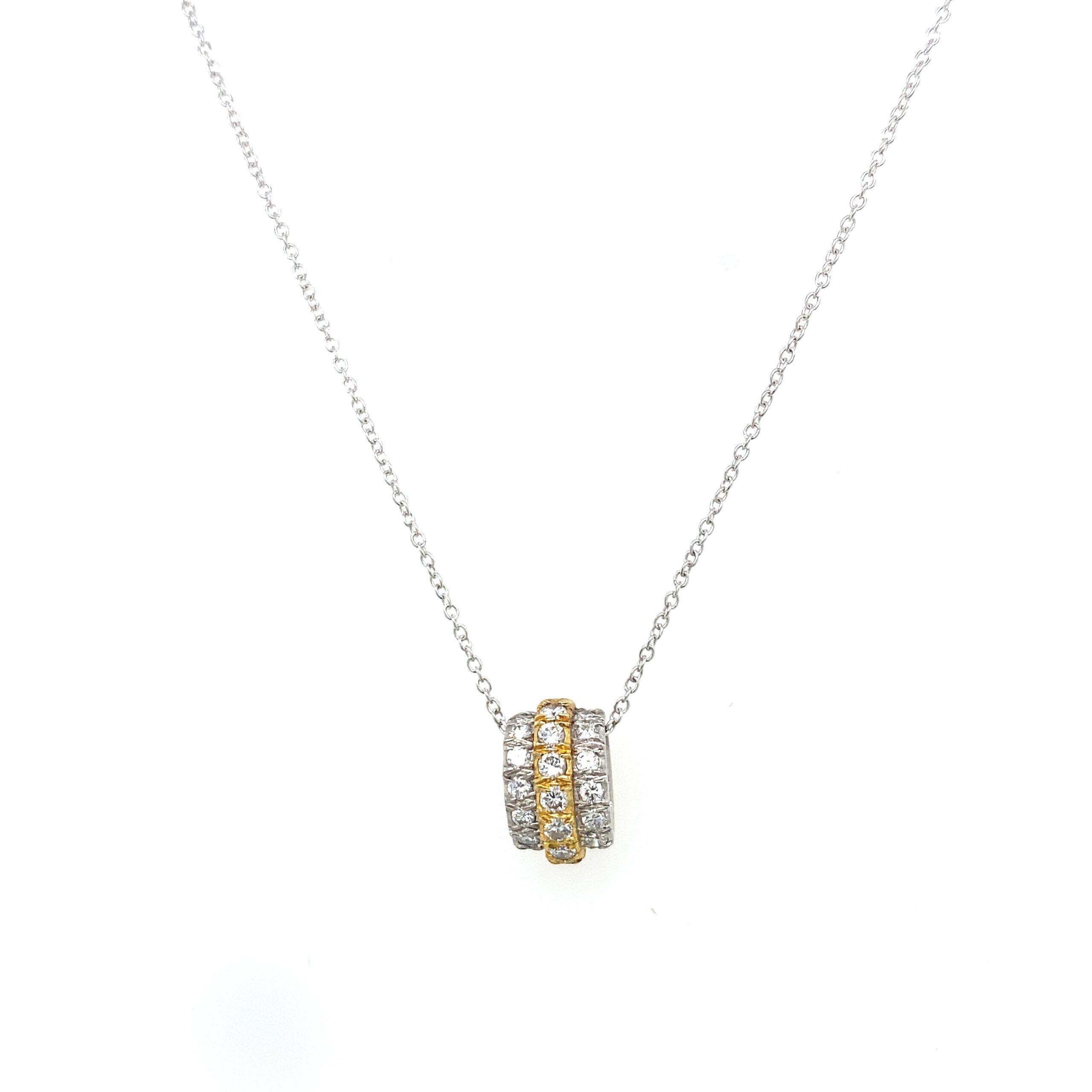 18ct Yellow & White Gold 3-Row Diamond Pendant With 16/18″ 18ct Gold Chain

Additional Information:
Total Diamond Weight: 0.30ct
Diamond Colour: F/G
Diamond Clarity: VS
Total Weight: 4.1g
Pendant Size: L 11.50mm X W 7.25mm
SMS4872