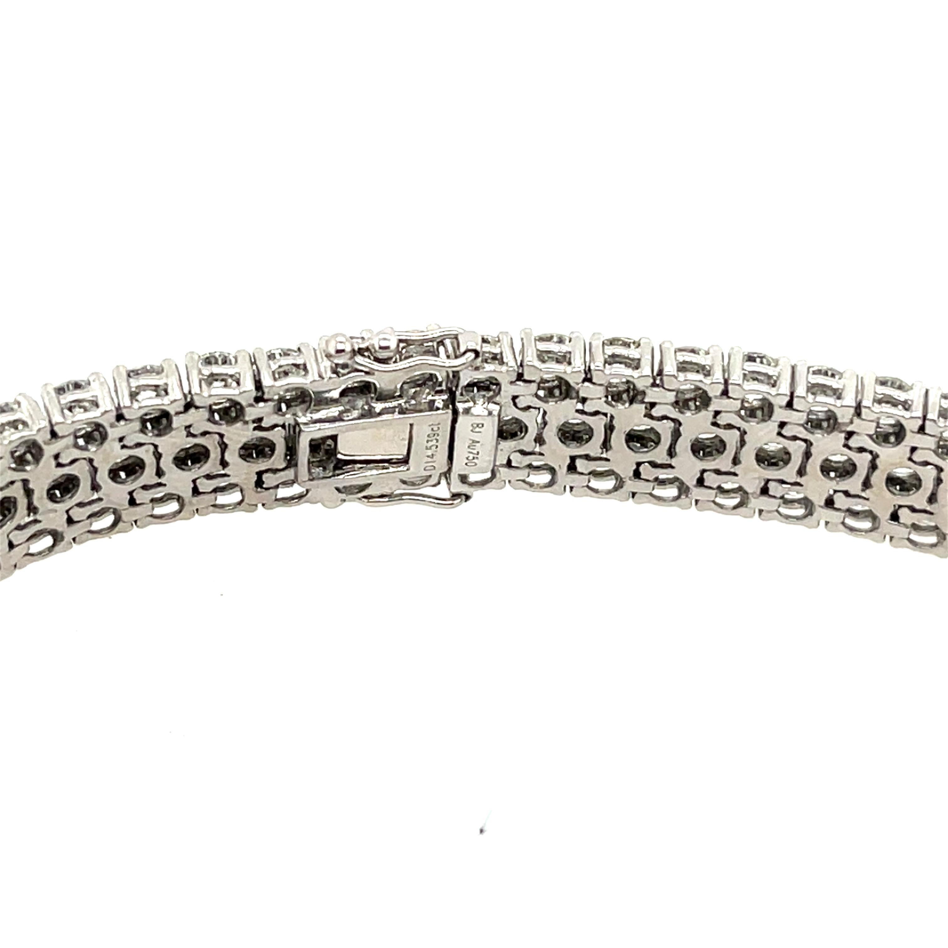 Round Cut 3 Row Diamond Tennis Bracelet Set With 14.53ct Natural Diamonds in 18ct Gold