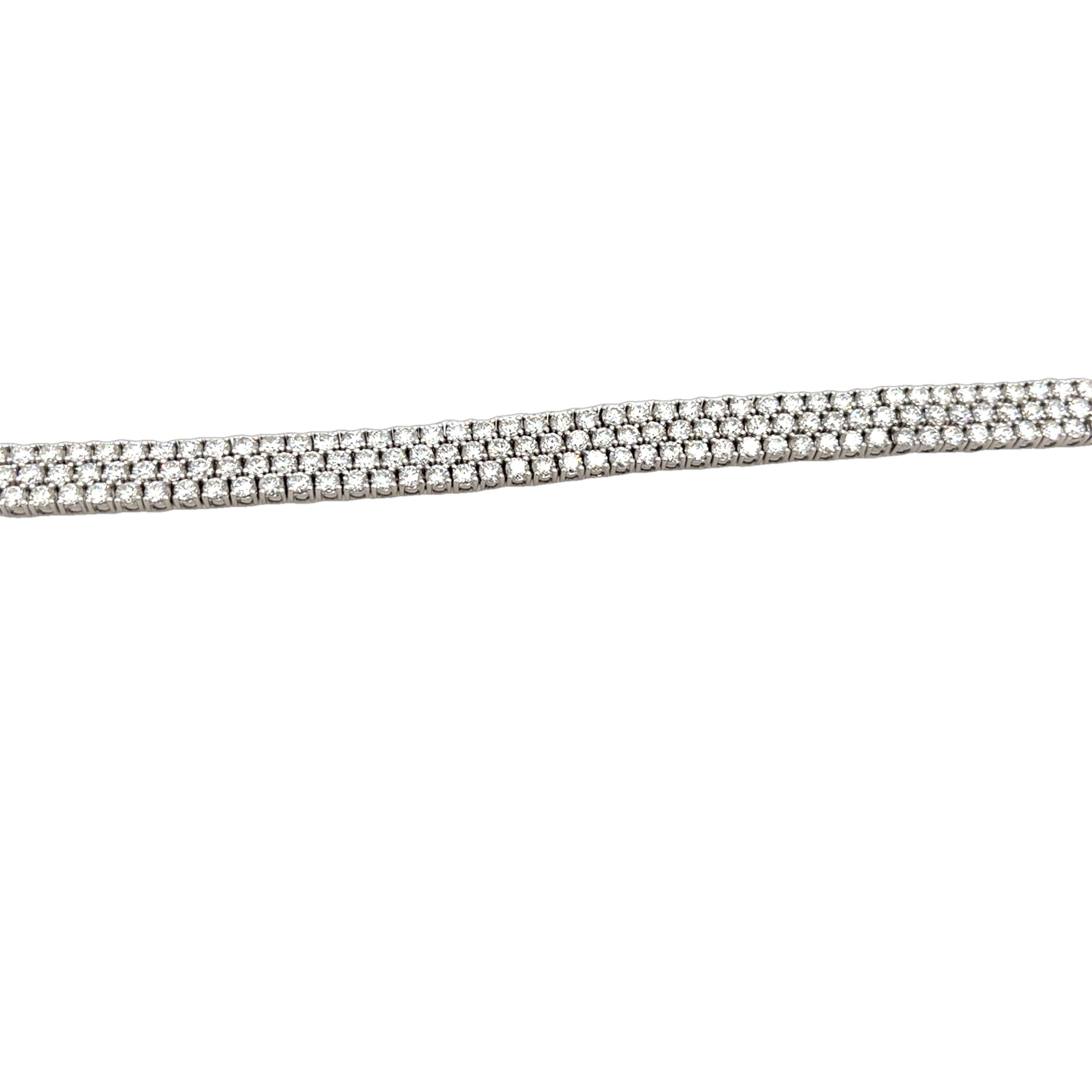 3 Row Diamond Tennis Bracelet Set With 14.53ct Natural Diamonds in 18ct Gold 1