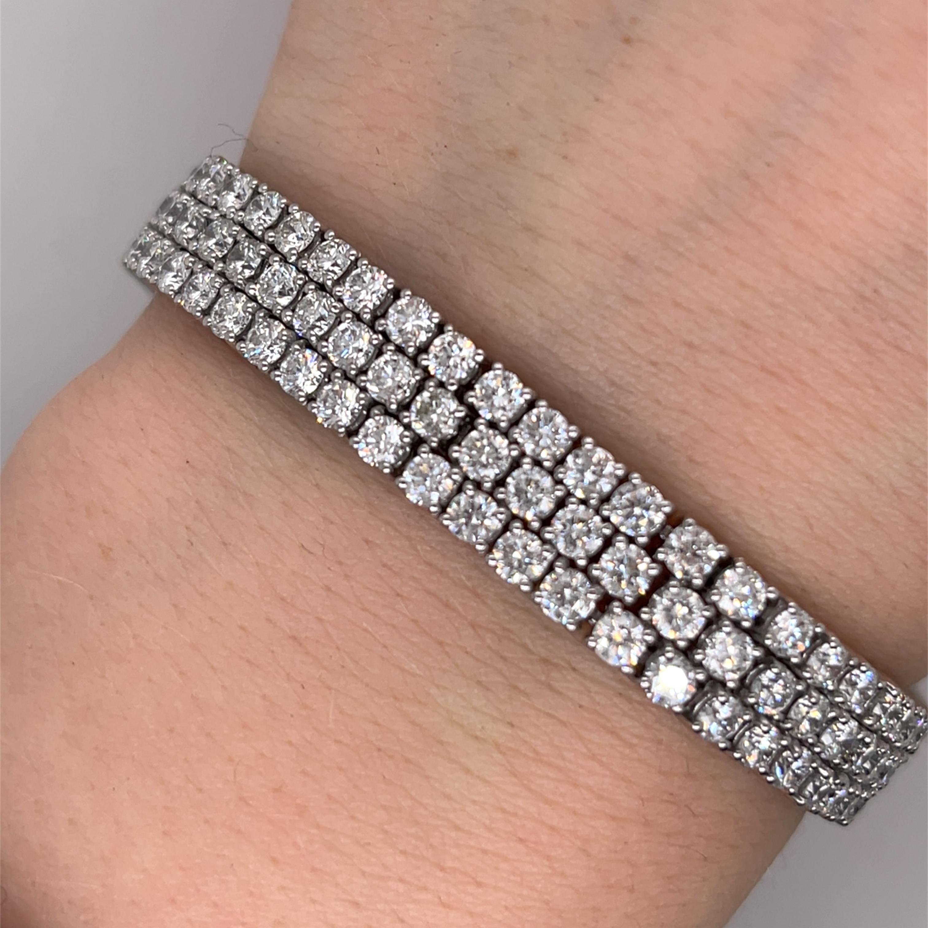 3 Row Diamond Tennis Bracelet Set With 14.53ct Natural Diamonds in 18ct Gold 2