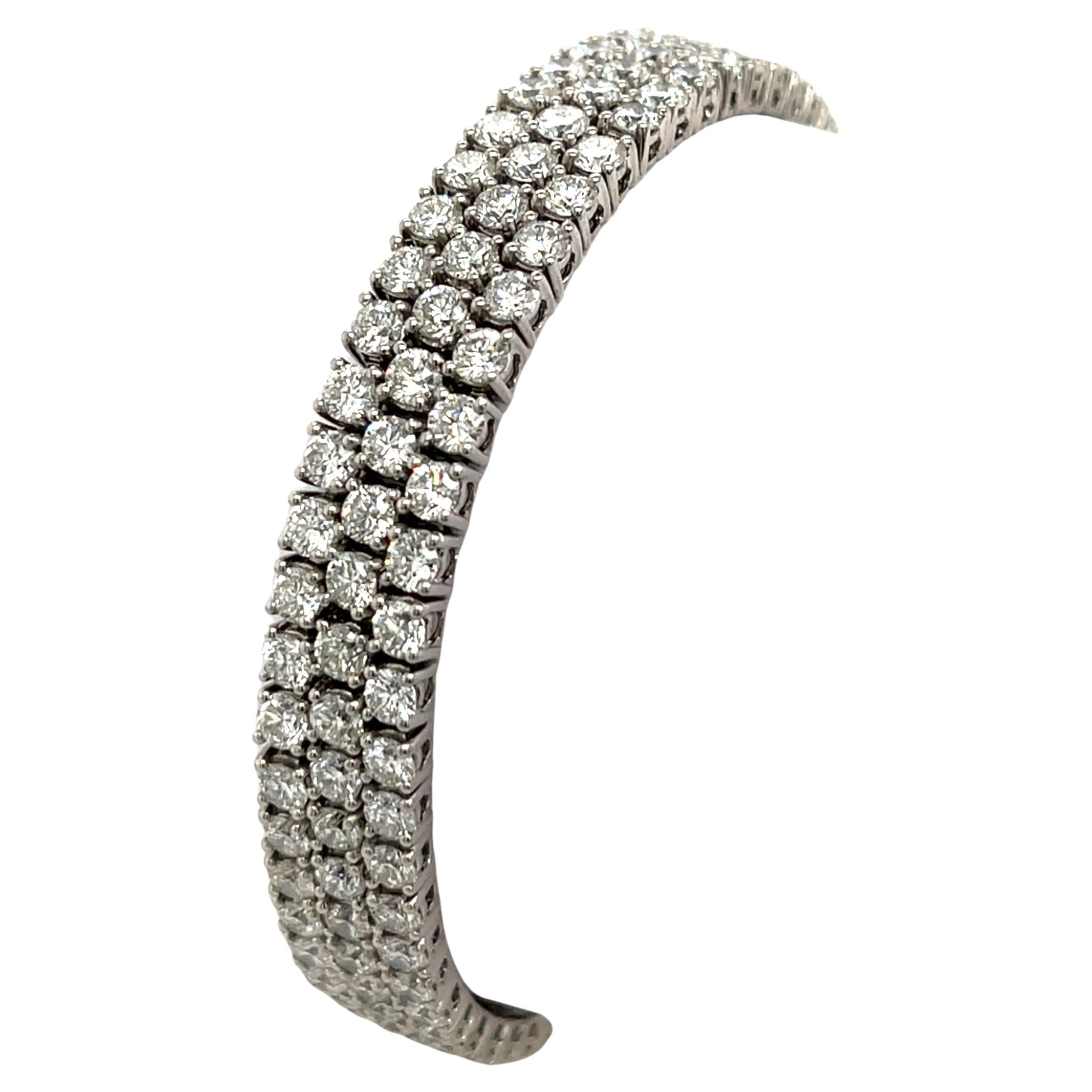3 Row Diamond Tennis Bracelet Set With 14.53ct Natural Diamonds in 18ct Gold