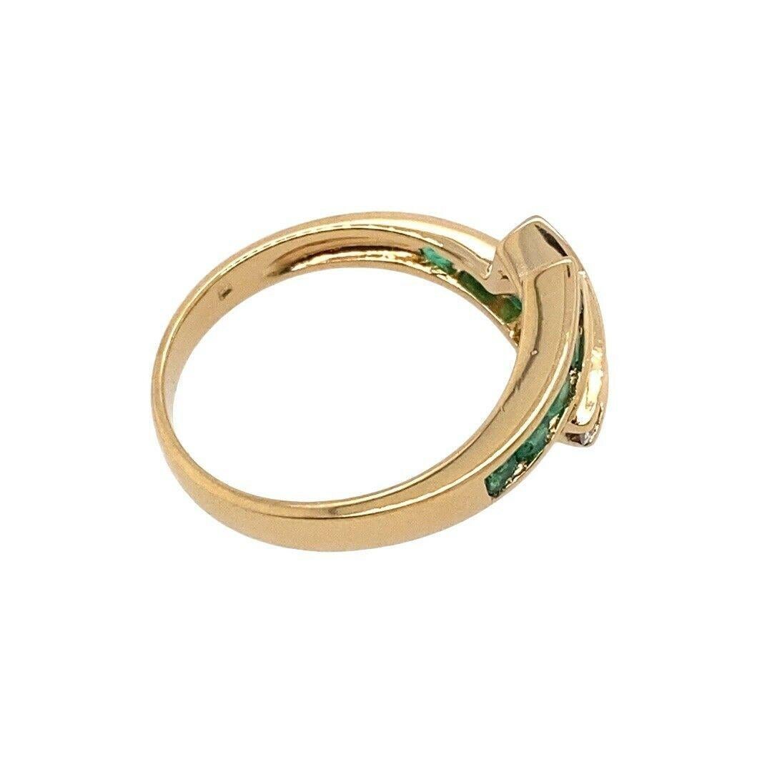3-Row Emerald & Diamond Channel Set Ring in 18ct Yellow Gold In Excellent Condition For Sale In London, GB