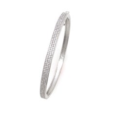3-row Micropave Simulated Diamond Sterling Silver Bangle Bracelet