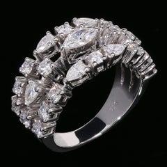 3 Row Multi Shape Diamond Cocktail Ring Set in 18Kt Gold