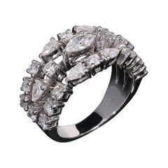 3 Row Multi Shape Diamond Cocktail Ring Set in 18Kt Gold