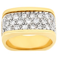 3 Row Pave Diamonds 14k Gold Ring with App. 1.50 Carat in Diamonds