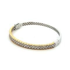 3 Row RBC Diamond 2-Tone Gold Vintage Bangle Bracelet
