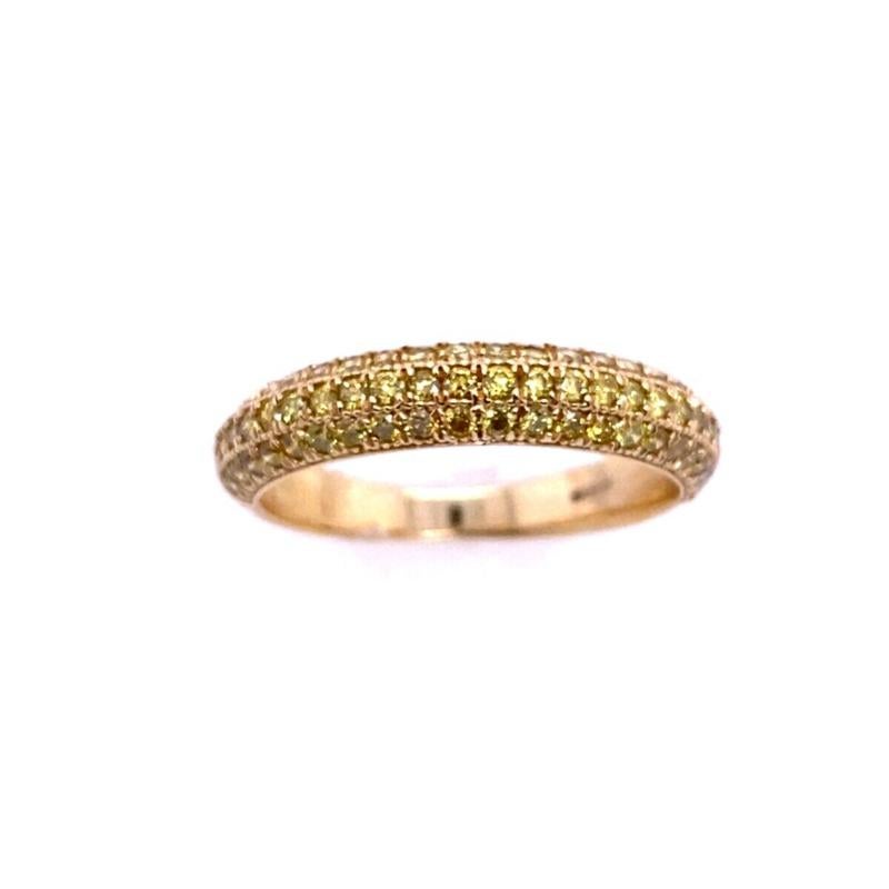 Round Cut 3 Row Ring Set with 0.70ct of Yellow Diamonds in 14ct Yellow Gold For Sale