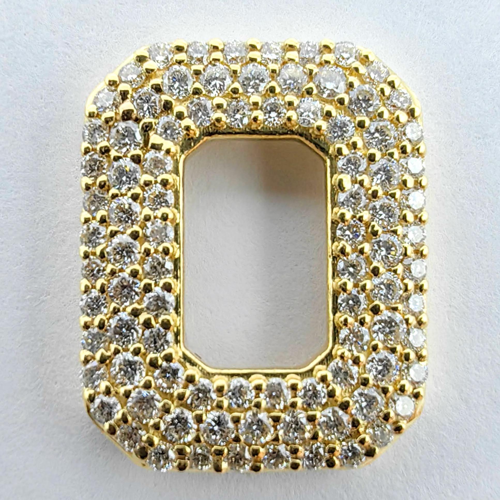 Boucles d'oreilles pendantes en or jaune 18 carats avec pavé de diamants octogonaux à 3 rangs de diamants ronds taillés en brillant en vente 4