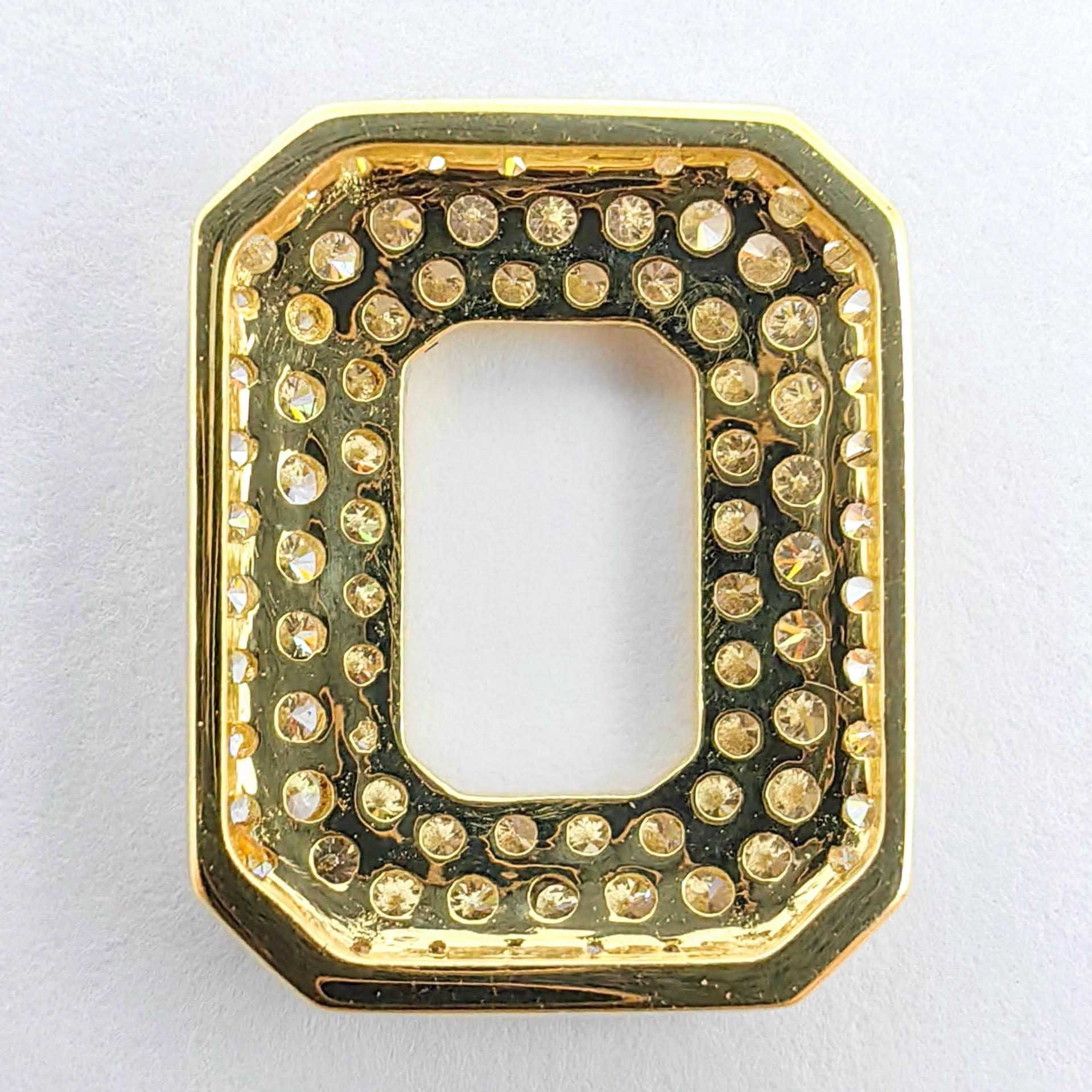 Boucles d'oreilles pendantes en or jaune 18 carats avec pavé de diamants octogonaux à 3 rangs de diamants ronds taillés en brillant en vente 5