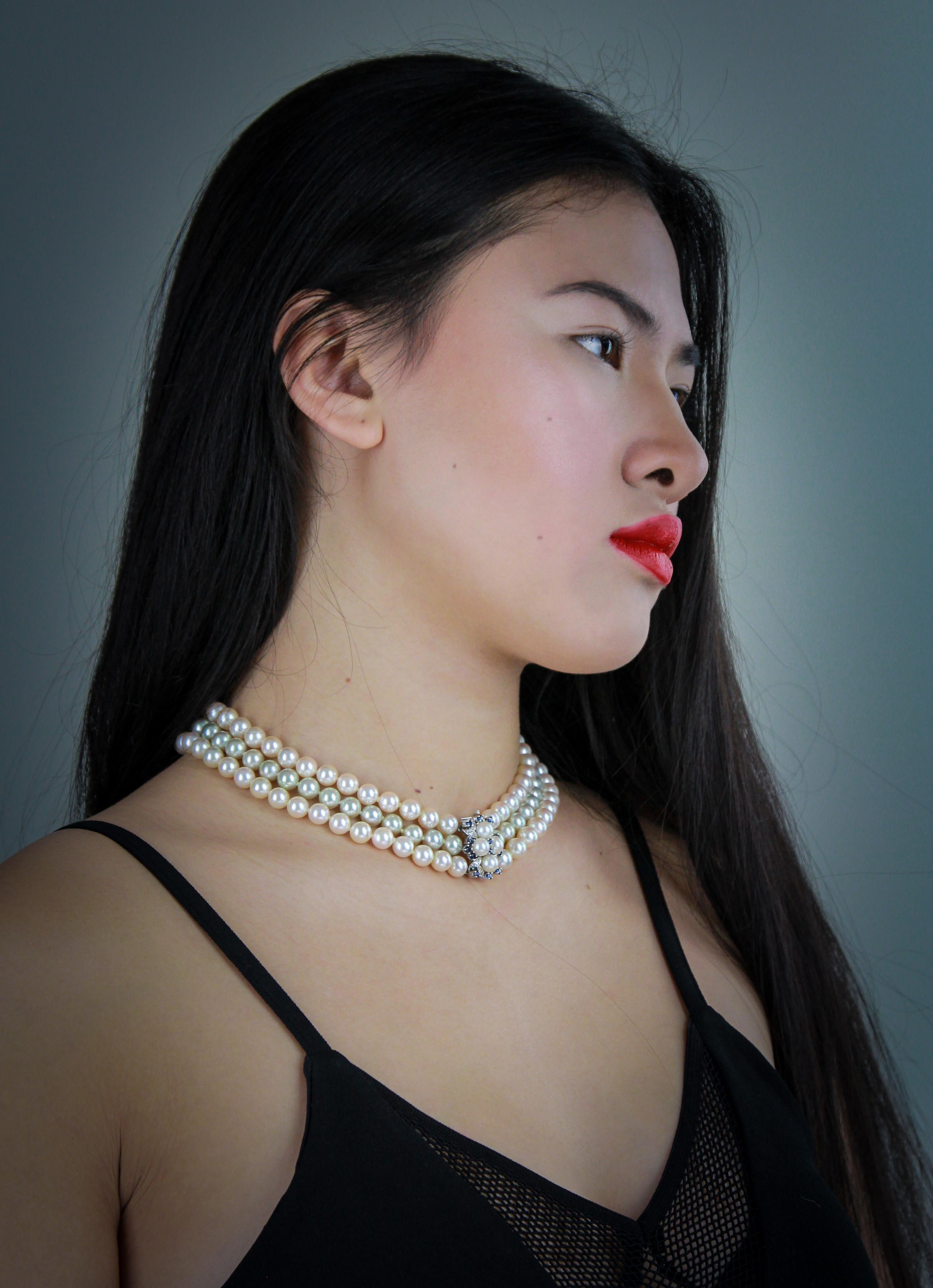 3 row pearl choker