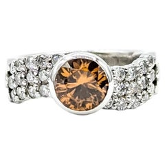 3-Row Zircon & Diamond Ring in 14k White Gold