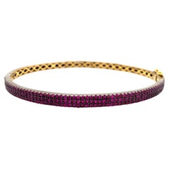 Bangle con rubino a 3 file in oro e argento 18 carati