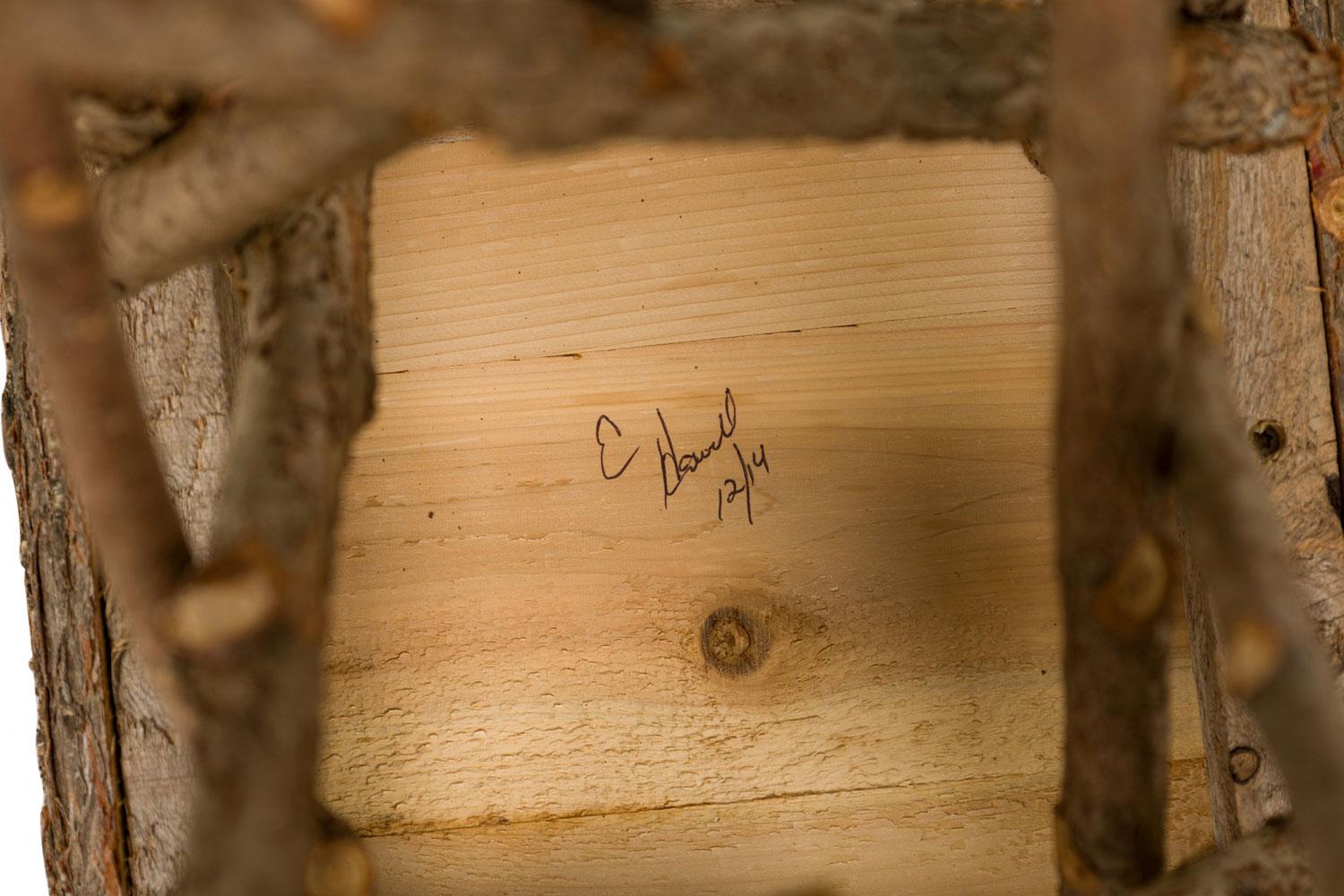 3 Rustic Adirondack Square Side Tables with Branch Bases For Sale 4