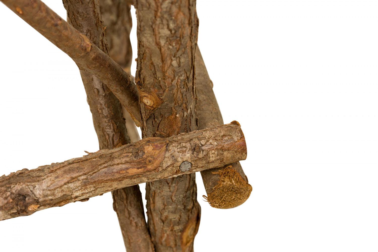 3 Rustic Adirondack Square Side Tables with Branch Bases For Sale 2