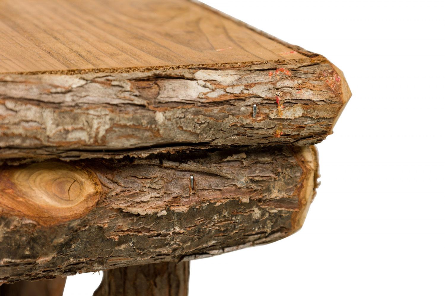 3 Rustic Adirondack Square Side Tables with Branch Bases For Sale 3