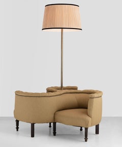 3 Seat Hotel Tete-a-Tete with Lamp, France, circa 1930