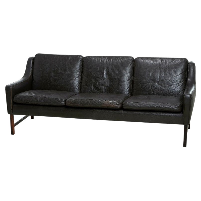 3 Seat Leather Sofa, Mod 965 by Fredrik A. Kayser for Vatne Møbler, Norway, 1960 For Sale