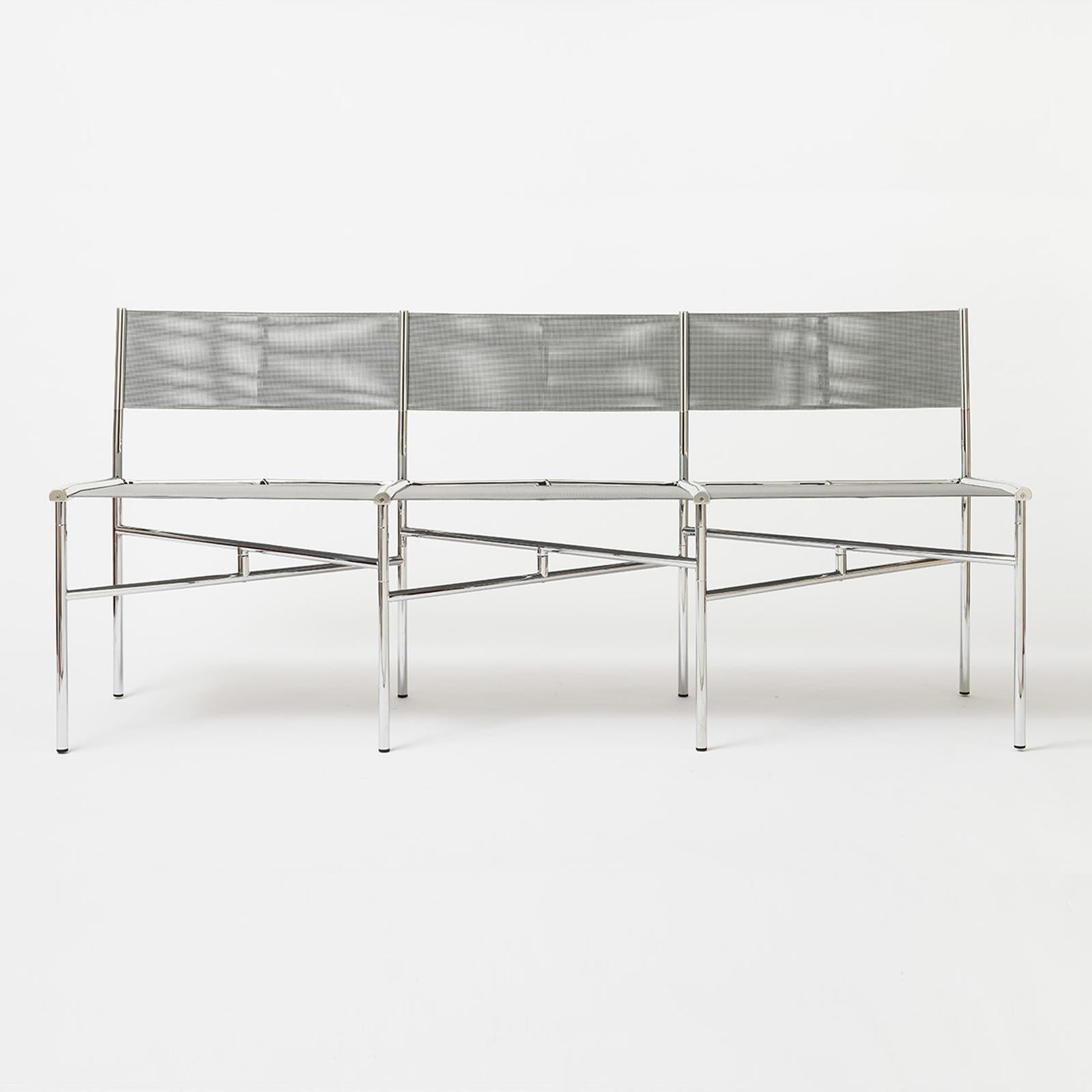 Modern 3-Seat Meeting Bench in Gray Metal by Laurence Humier For Sale
