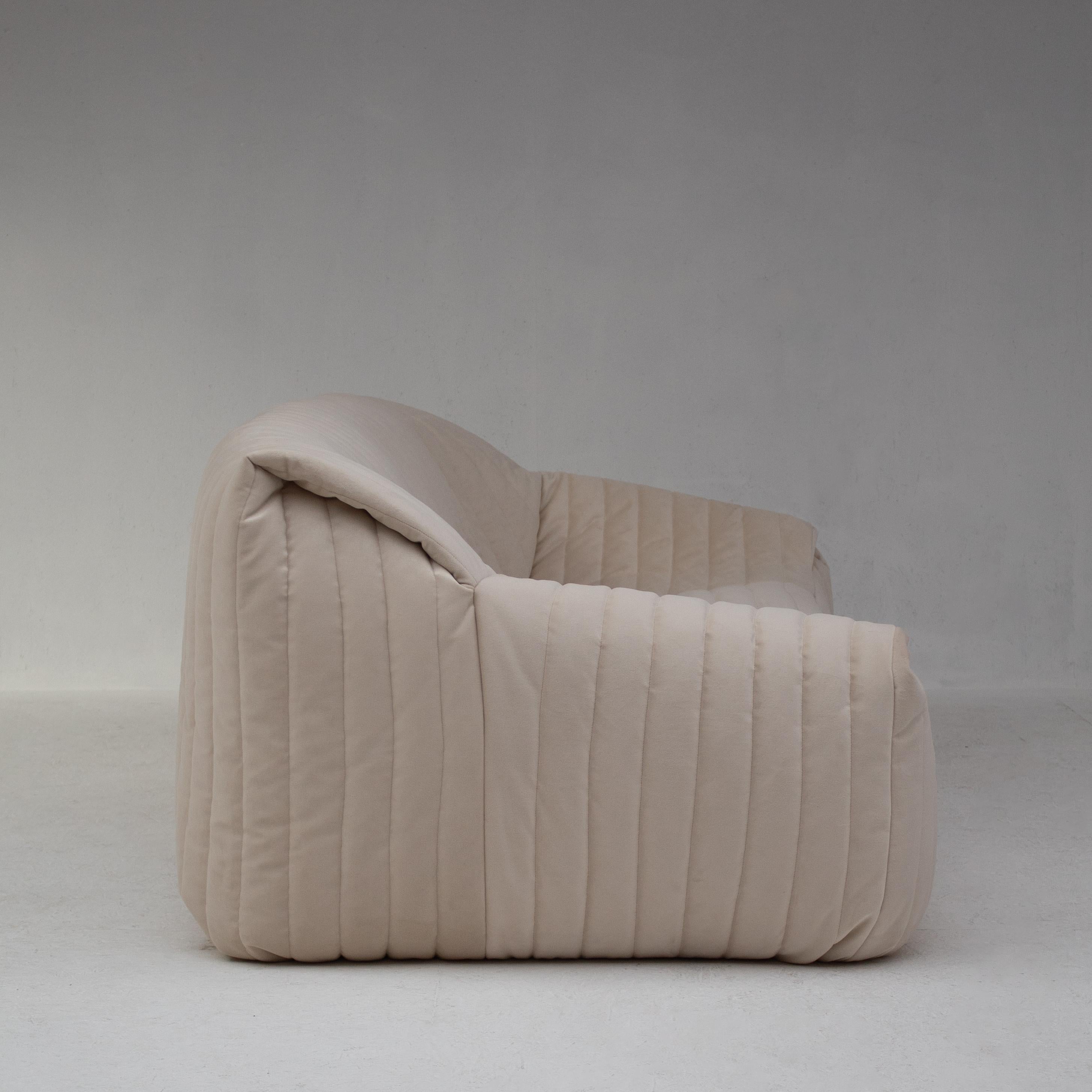 Velvet 3 seat Sandra Ligne Roset Sofa by Annie Hieronimus for Cinna, France, 1980s