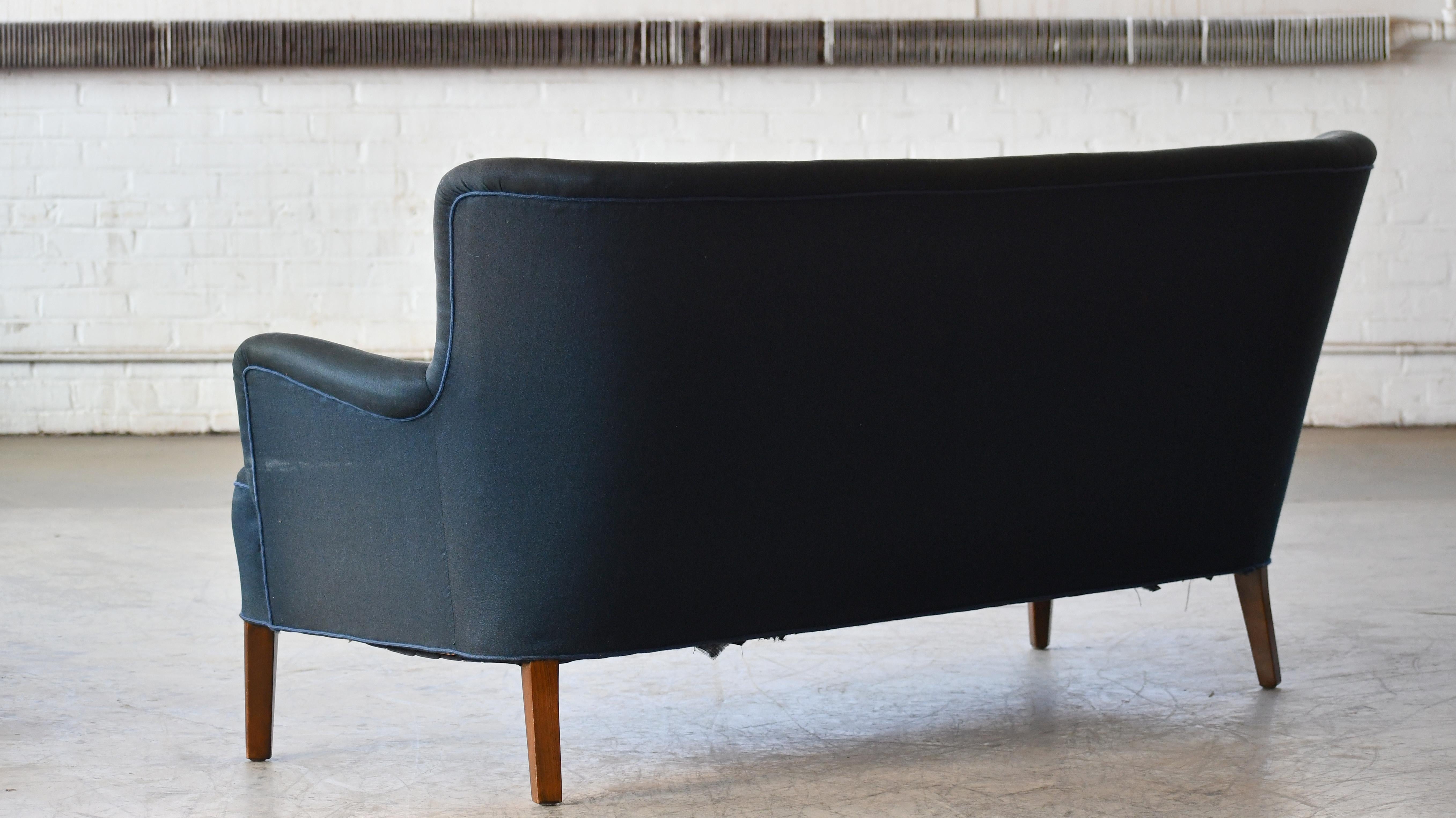 Wool  3-Seat Sofa for Fritz Hansen by Orla Mølgaard-Nielsen, Denmark 1940s For Sale