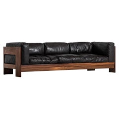 3-Seat Sofa in the Manner of Tobia Scarpa in Rosewood and Leather