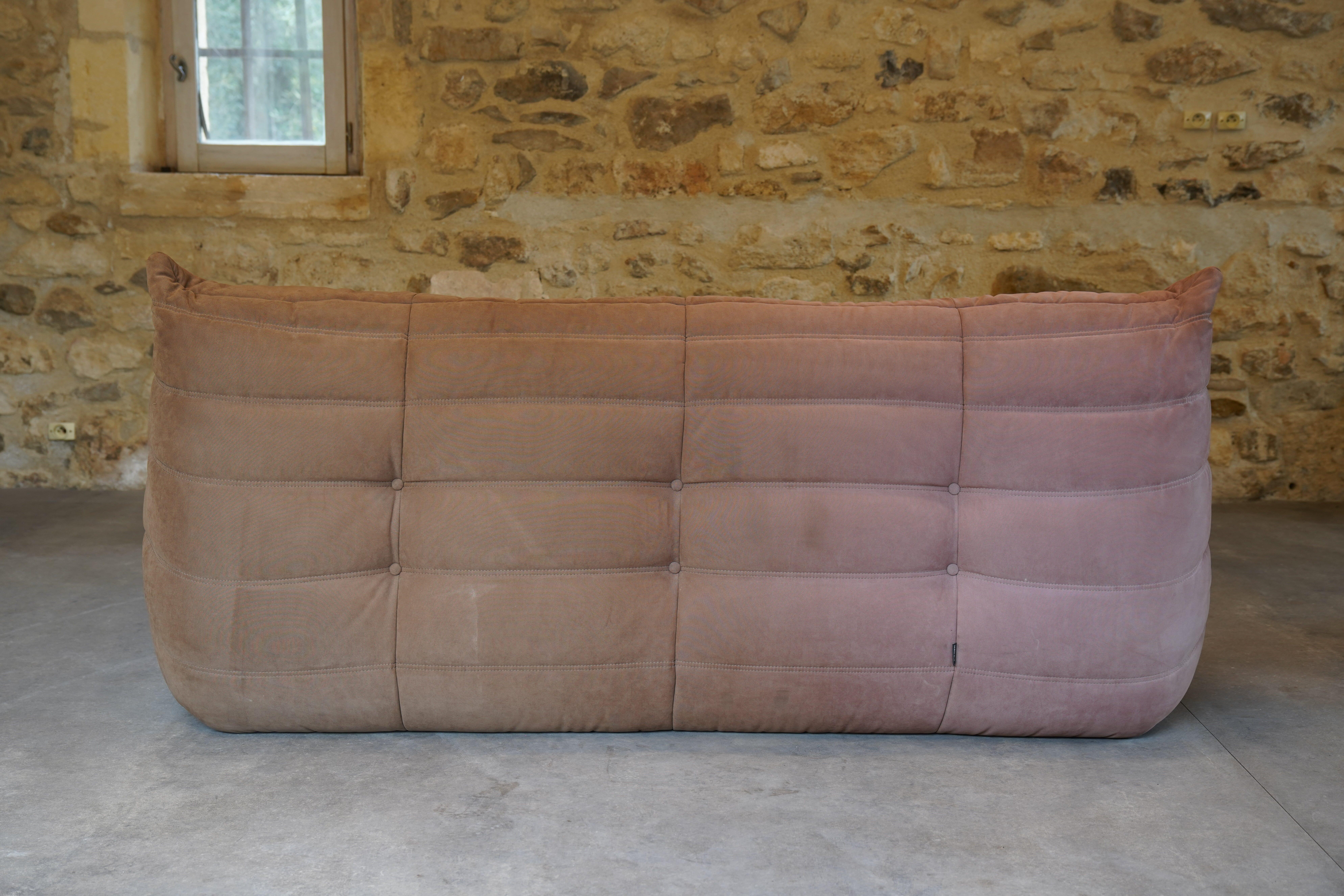 French Three-Seater Togo Sofa in Brown Cotton by Michel Ducaroy for Ligne Roset, 2007