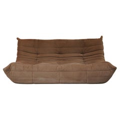 Three-Seater Togo Sofa in Brown Cotton by Michel Ducaroy for Ligne Roset, 2007