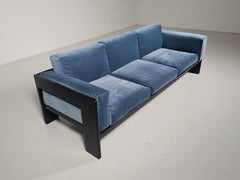 Divano Bastiano a 3 posti in velluto blu di Afra & Tobia Scarpa per Knoll, anni '60