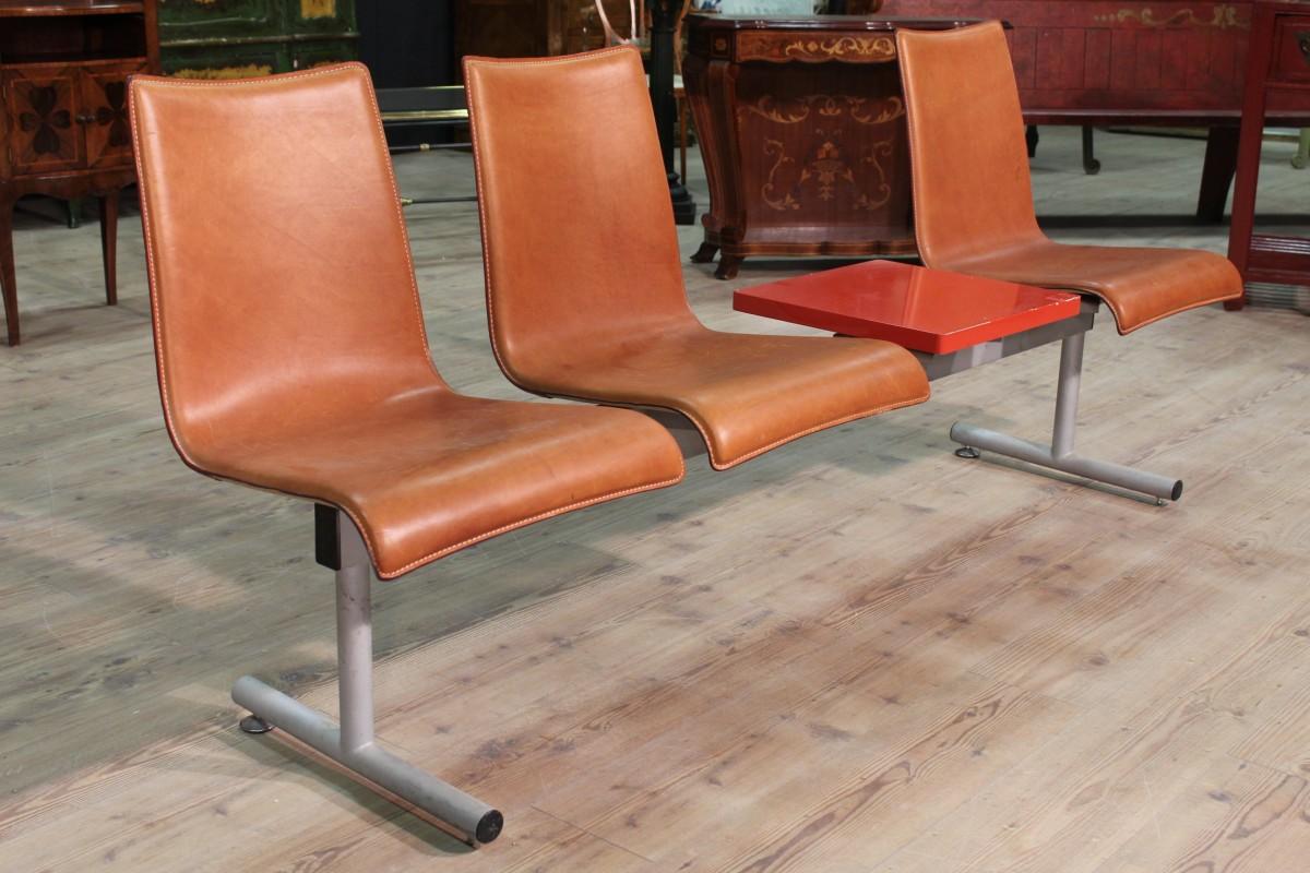 3-Seat Bench with Metal Table, 20th Century For Sale 2