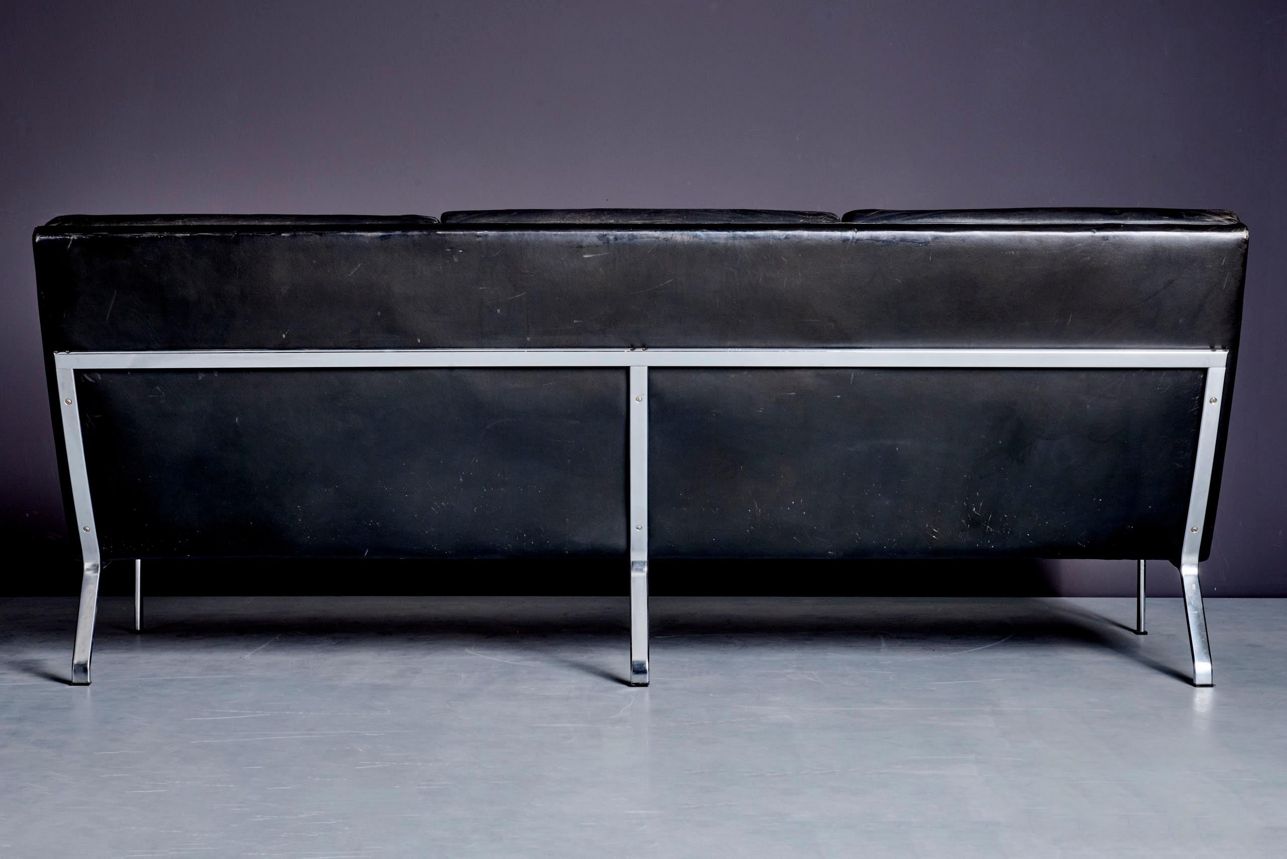 3-Sitzer Schwarzes Leder Horst Brüning Sofa für Kill International, Deutschland 1960s im Angebot 6