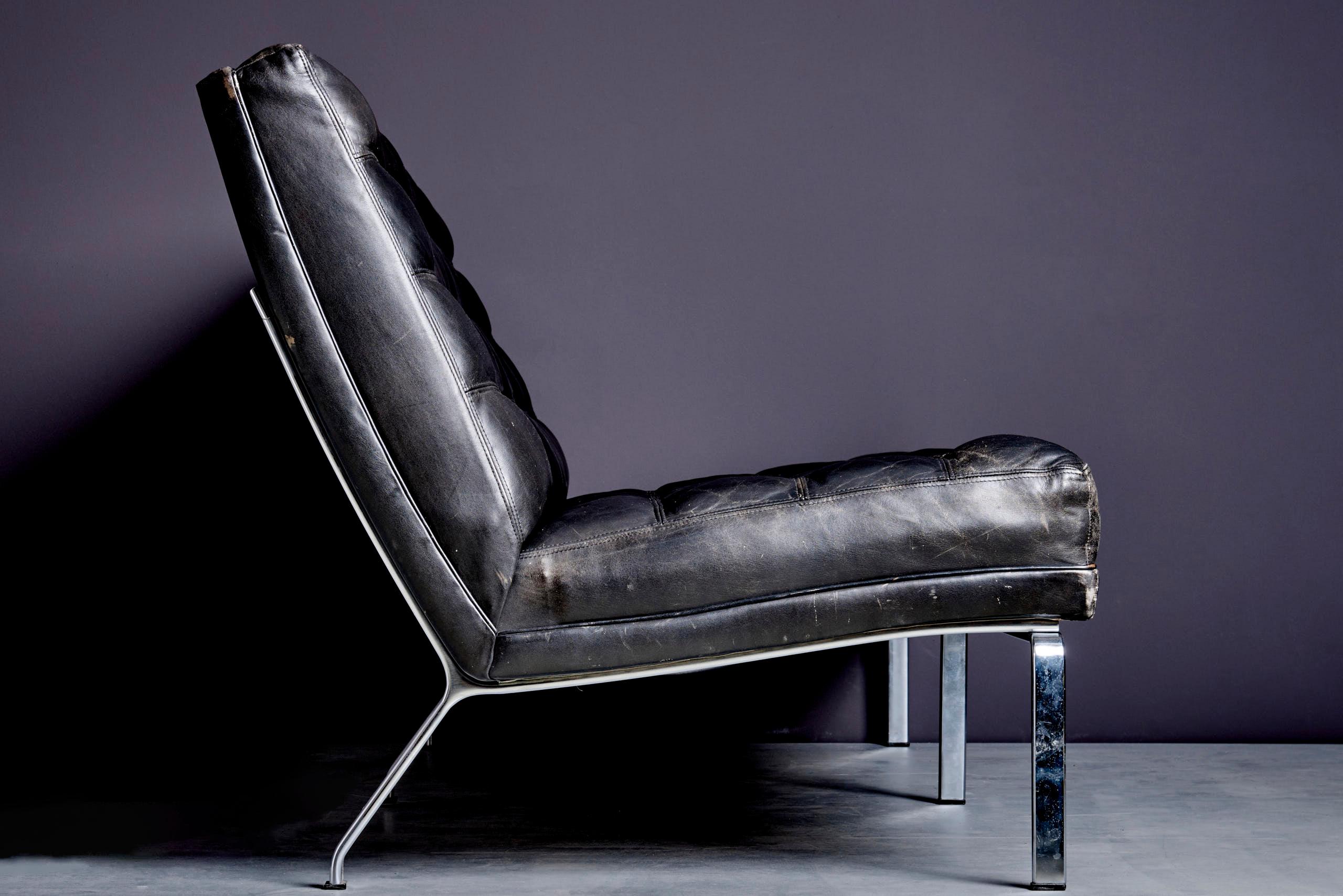 3-Sitzer Schwarzes Leder Horst Brüning Sofa für Kill International, Deutschland 1960s im Angebot 7