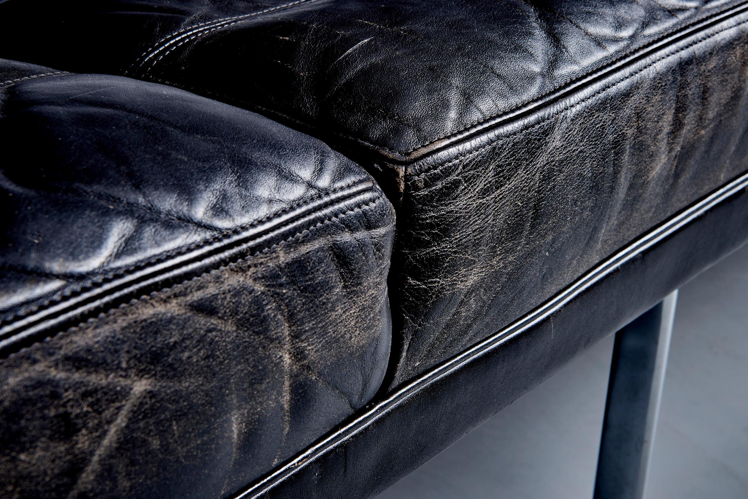 3-Sitzer Schwarzes Leder Horst Brüning Sofa für Kill International, Deutschland 1960s im Zustand „Gut“ im Angebot in Berlin, DE