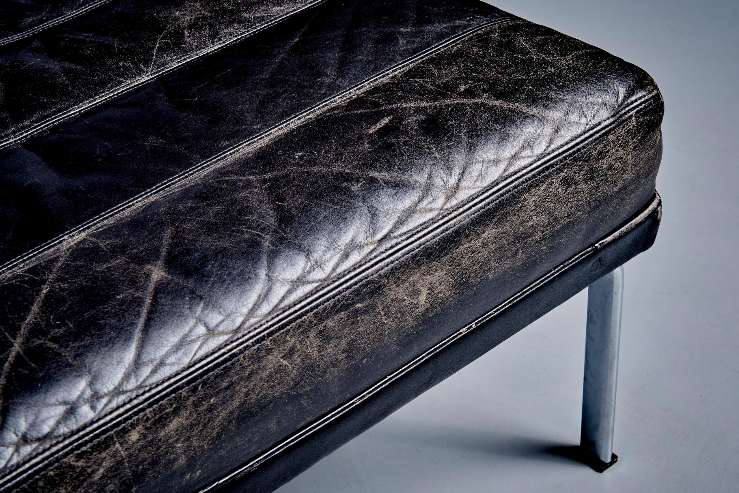 3-Sitzer Schwarzes Leder Horst Brüning Sofa für Kill International, Deutschland 1960s (20. Jahrhundert) im Angebot