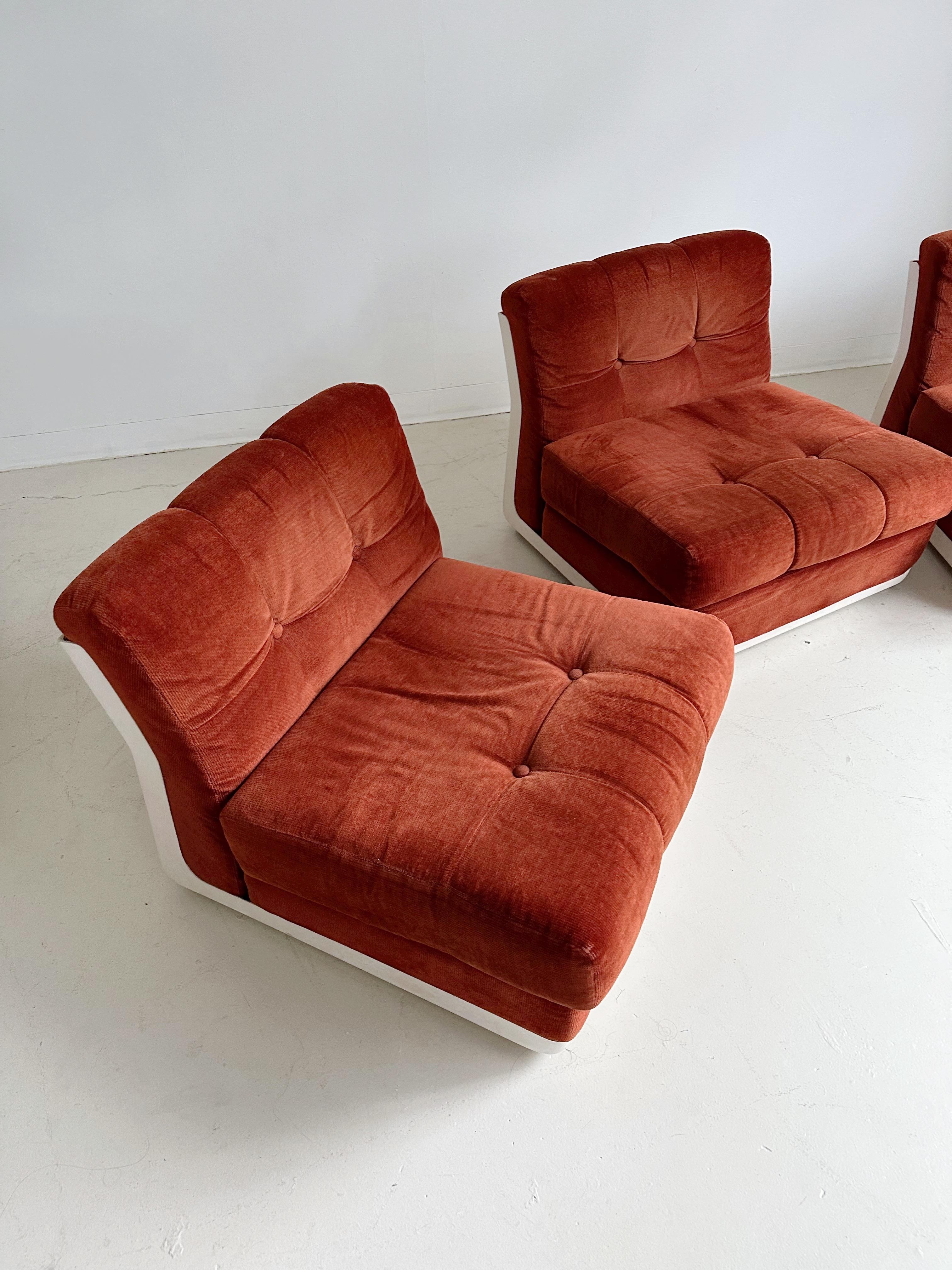 Late 20th Century 3 Seater Brick Red Modular Soda in the style of Mario Bellini, 70's