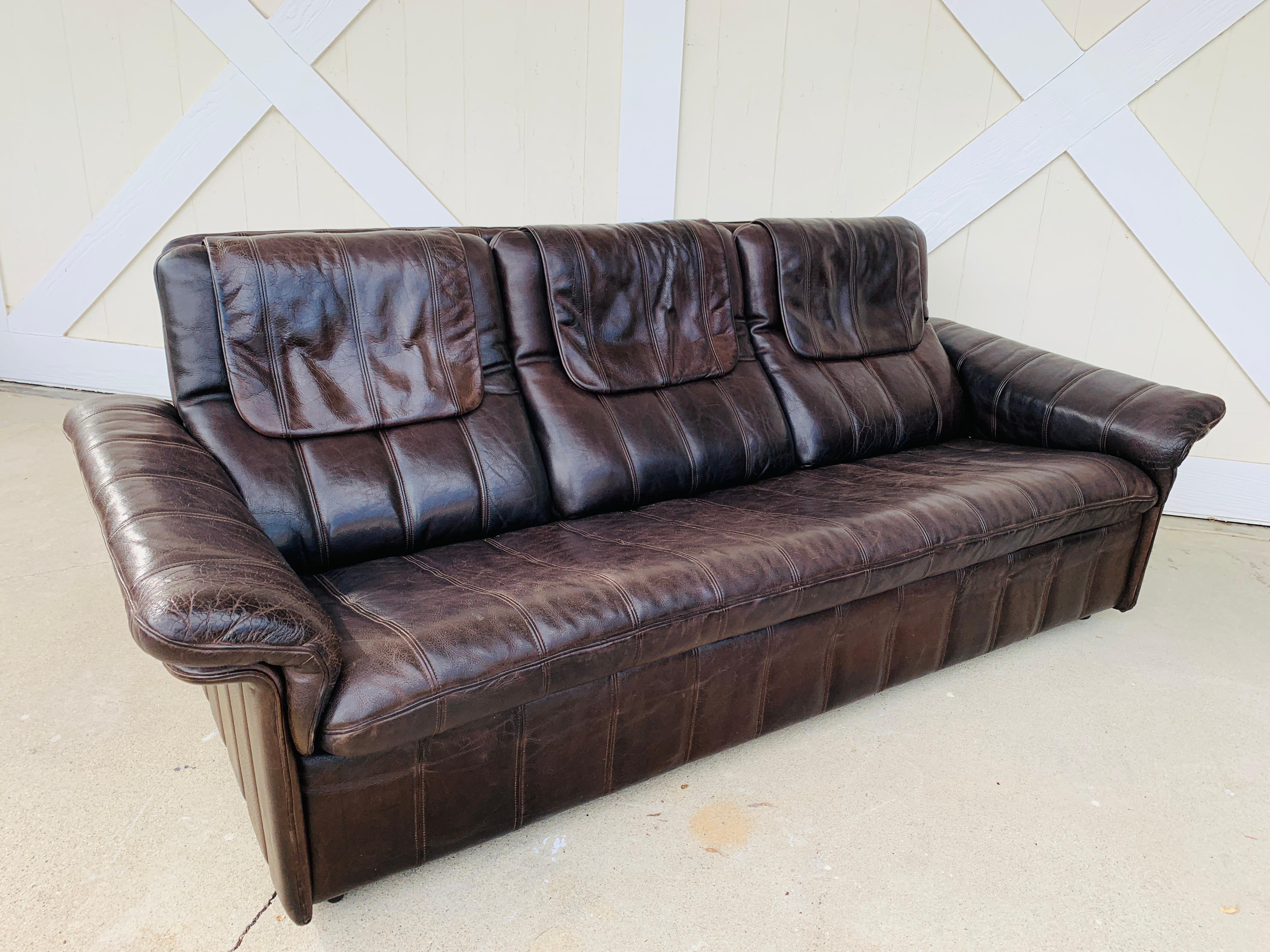 3-Seat Leather Sofa by De Sede, Switzerland 7