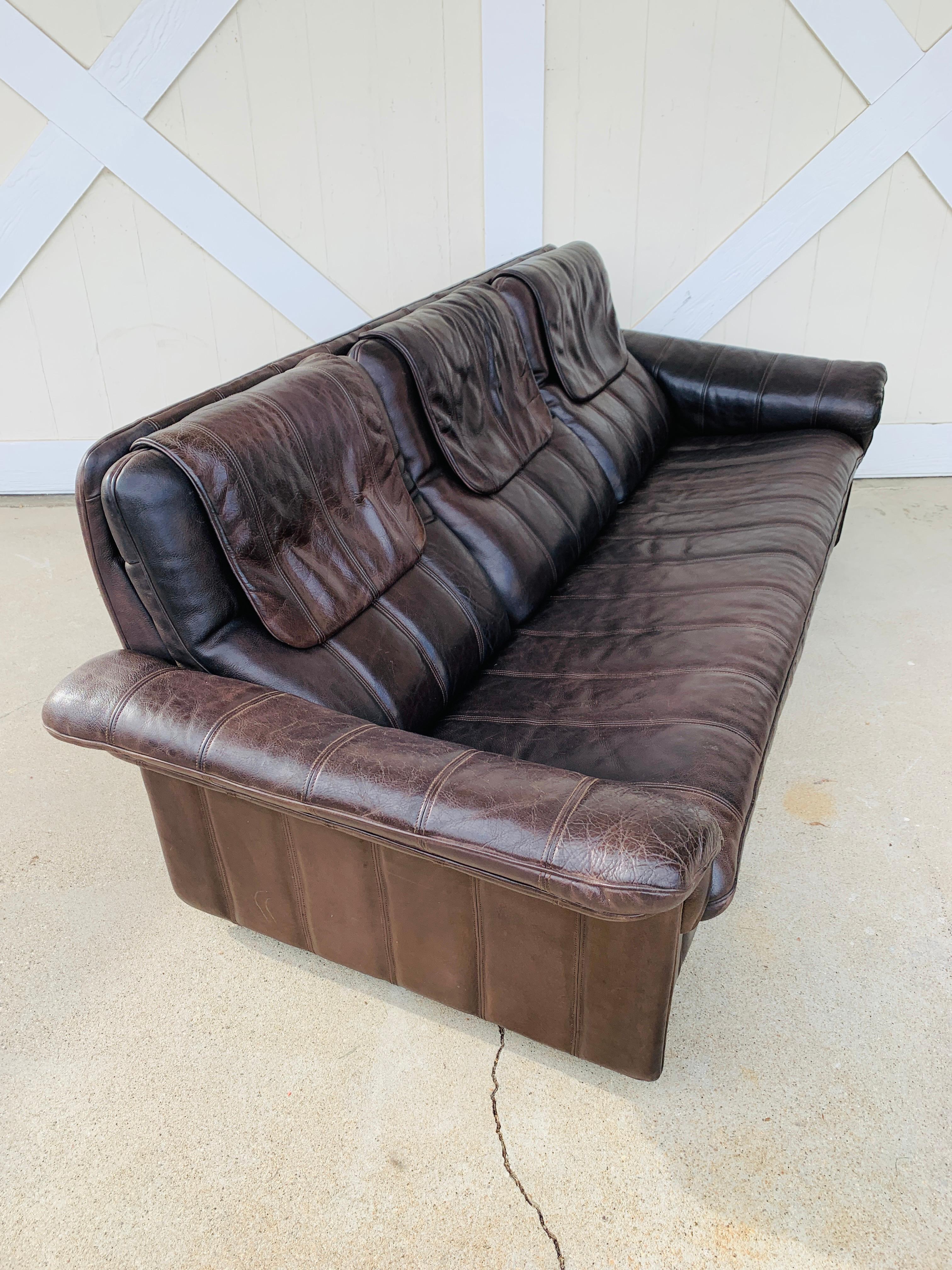 Mid-Century Modern 3-Seat Leather Sofa by De Sede, Switzerland