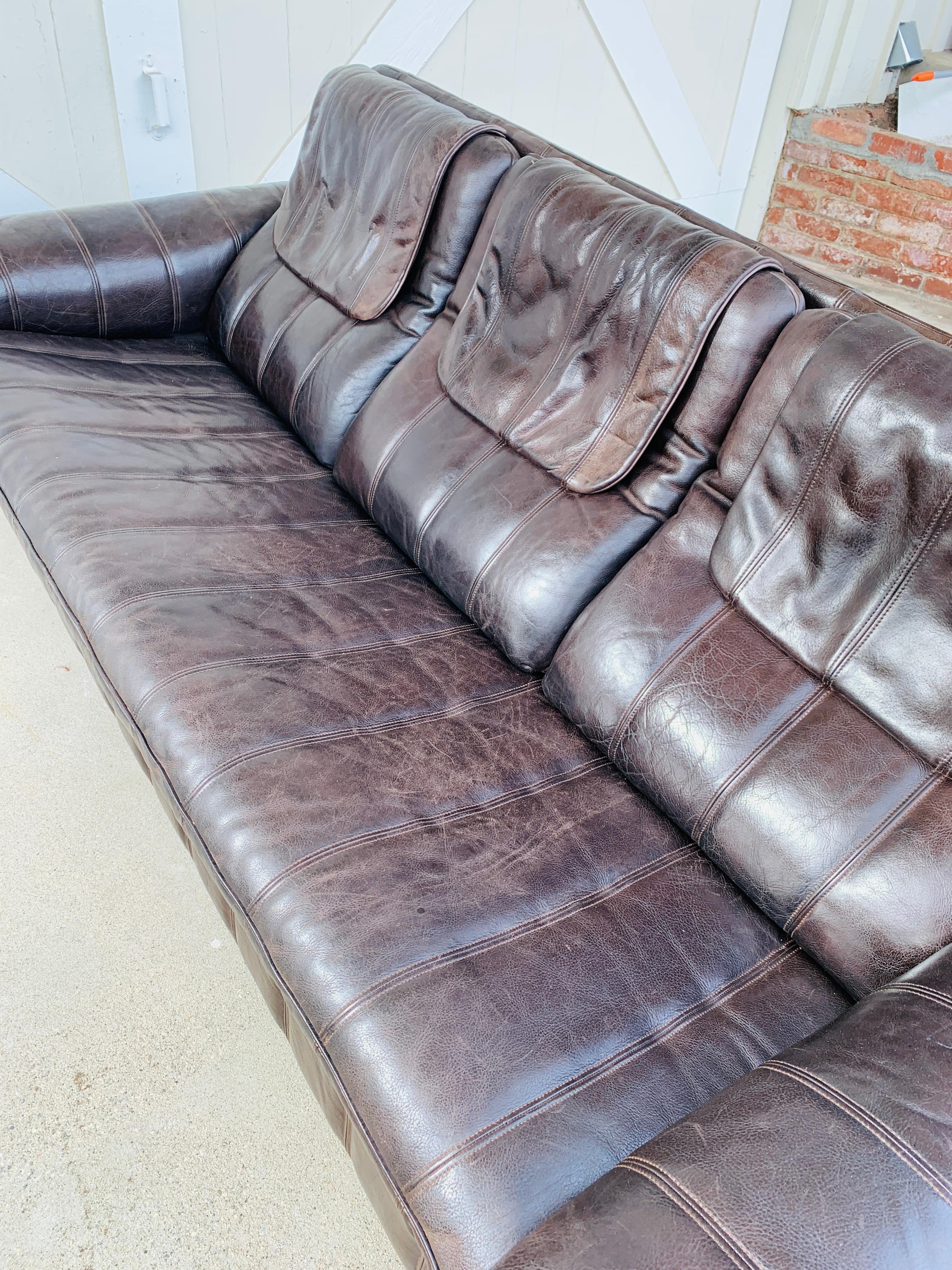 Swiss 3-Seat Leather Sofa by De Sede, Switzerland