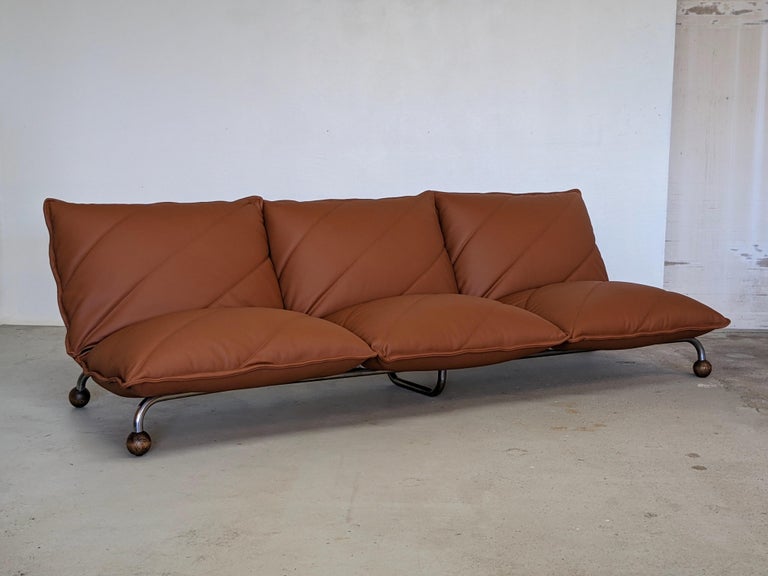3-Seater Leather Sofa by Steiner France 1973 For Sale 11