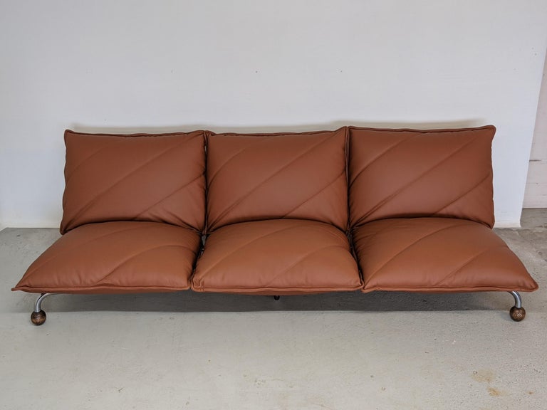 3-Seater Leather Sofa by Steiner France 1973 In Good Condition For Sale In La Teste De Buch, FR