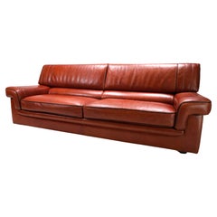 3 seater leather sofa cognac coloured, 1990