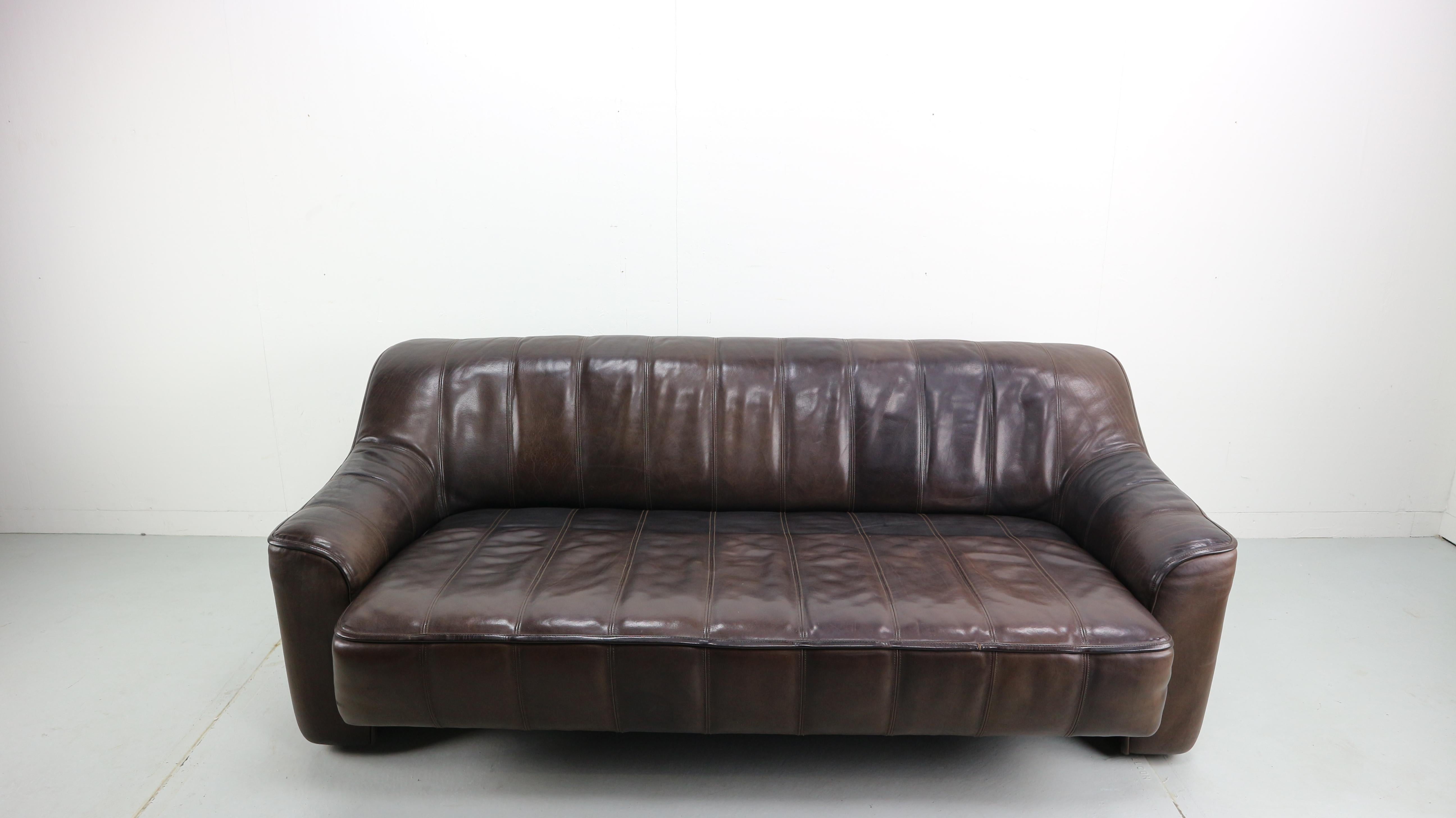 Swiss 3-Seat Leather Sofa DS-44 from De Sede, 1970s