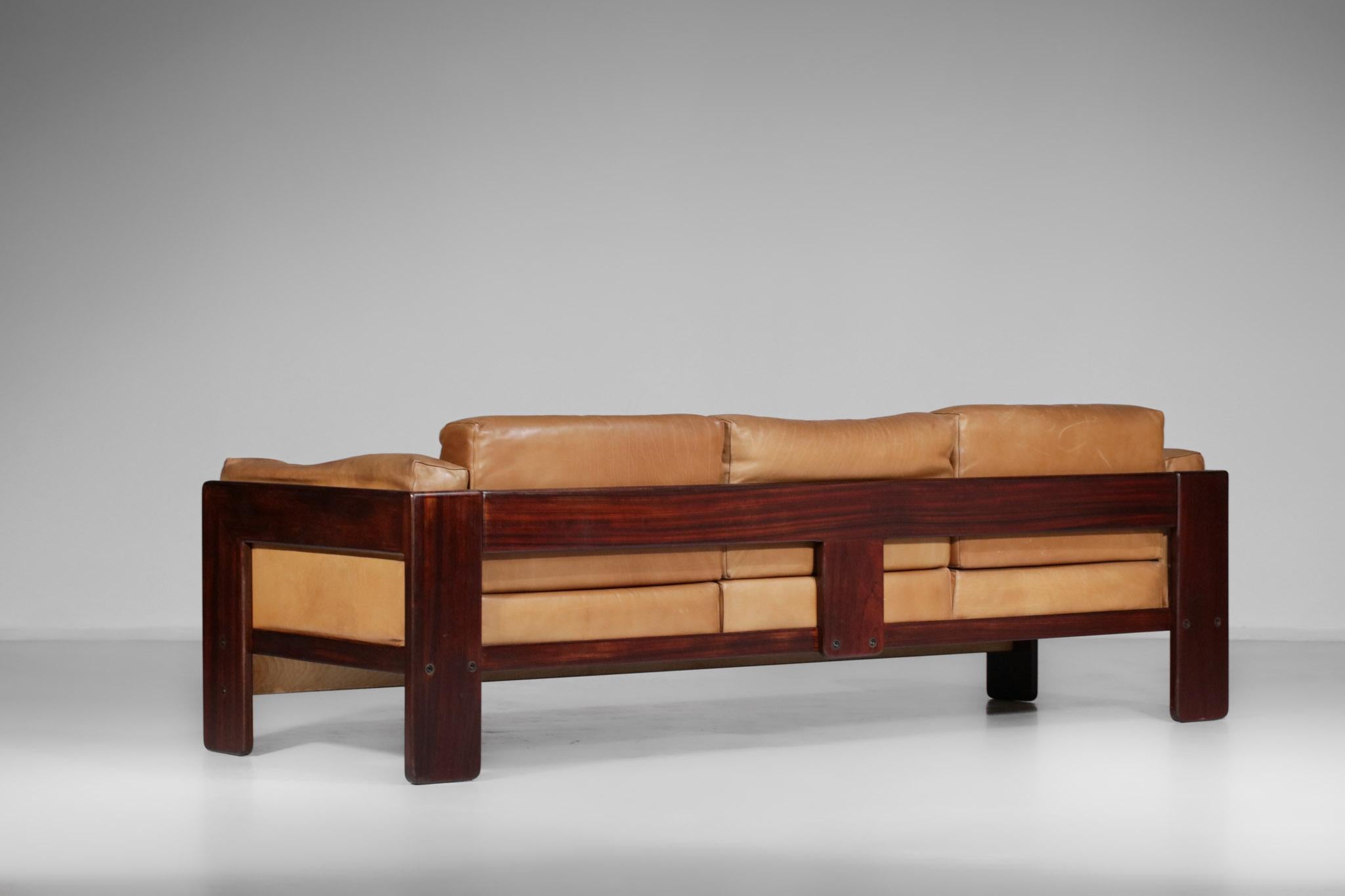 Mid-20th Century 3 Seater Leather Sofa Model Bastiano by Italian Designer Tobia Arfa Scarpa